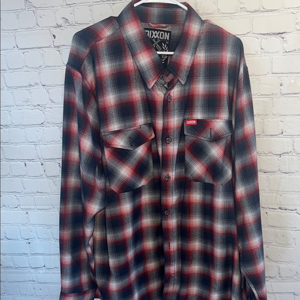 3X DIXXON EQUALIZER Men's Plaid Shirt in Red, Black, and White